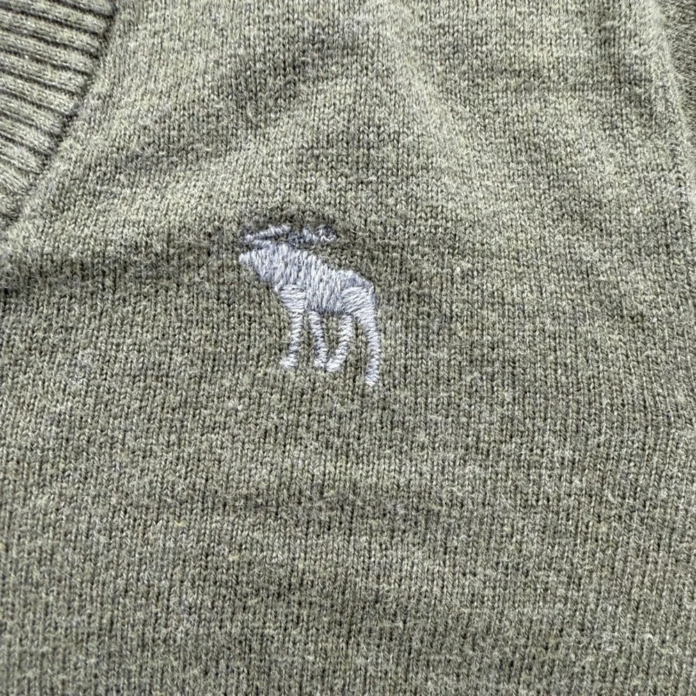 Abercrombie Fitch Mens Size M Medium V Neck Sweater Olive Green Cotton Wool‎ Y2K